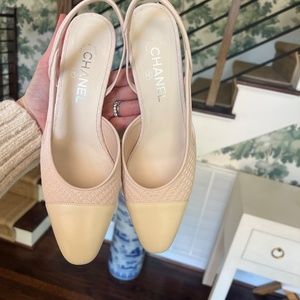 New Chanel Calfskin Slingback Pumps size 40